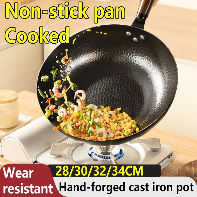 wok pan Authentic China Non stick Wok Pan Cast Iron Wok Carbon Steel ...