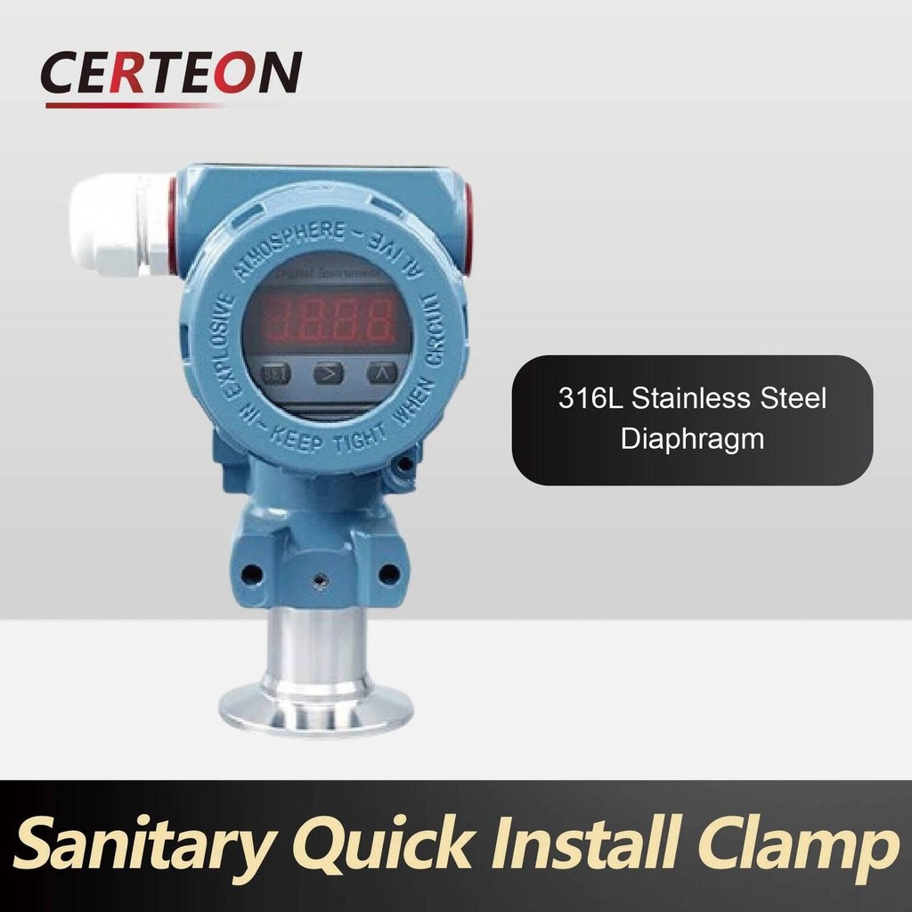 Clamp Tri Sanitary Pressure Sensor with LCD Display 316L Digital ...