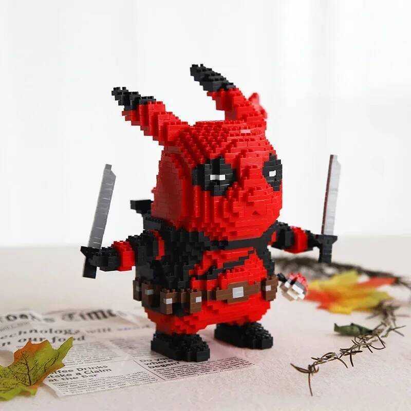 Y 3 Style Pikachu Mini Building Blocks Detective Deadpool DIY Model Dia ...