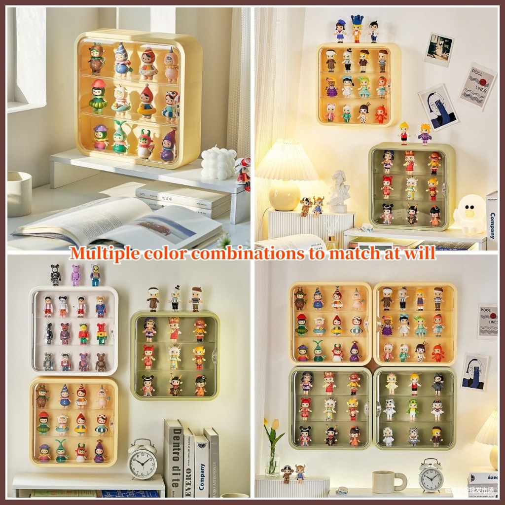 ♣ Wall-mounted doll blind box display stand figure display cabinet dust ...