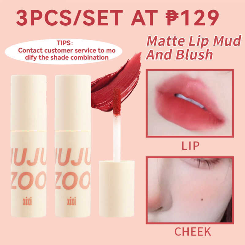 COD XIXI 3Pcs Velvet Matte Lip Mud And Cheek Dual-Use Waterproof Long ...