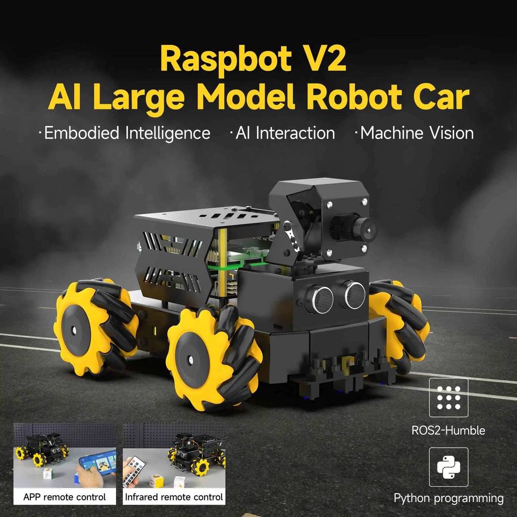 Yahboom 4WD Raspbot V2 AI Large Model Robot Kit for Raspberry Pi 5 ...