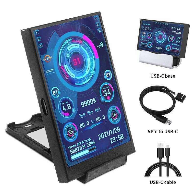 / 3.5 5 Inch IPS Type-C Secondary Screen Mini Computer USB Display CPU ...