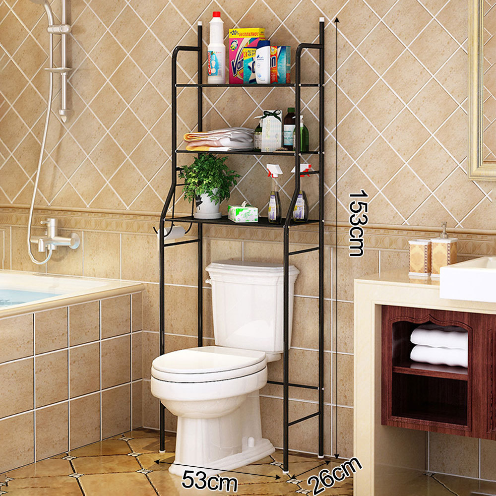 Bathroom Plastic Toilet Rack Space Saver WaterProof Restroom Organizer ...