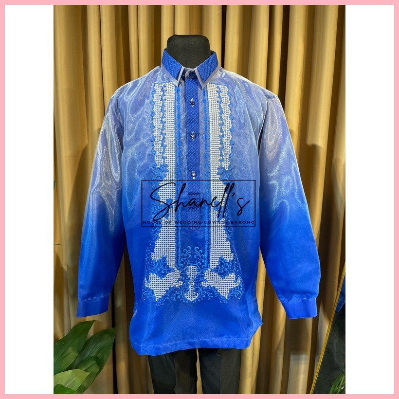Royal Blue Ombre Barong for mens | Shopee Philippines