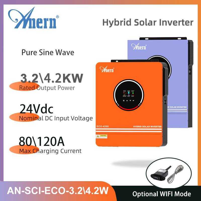 Anern Solar 3.2KW/4.2KW/1.5KW 24V Hybrid Pure Sine Wave MPPT Off Grid ...
