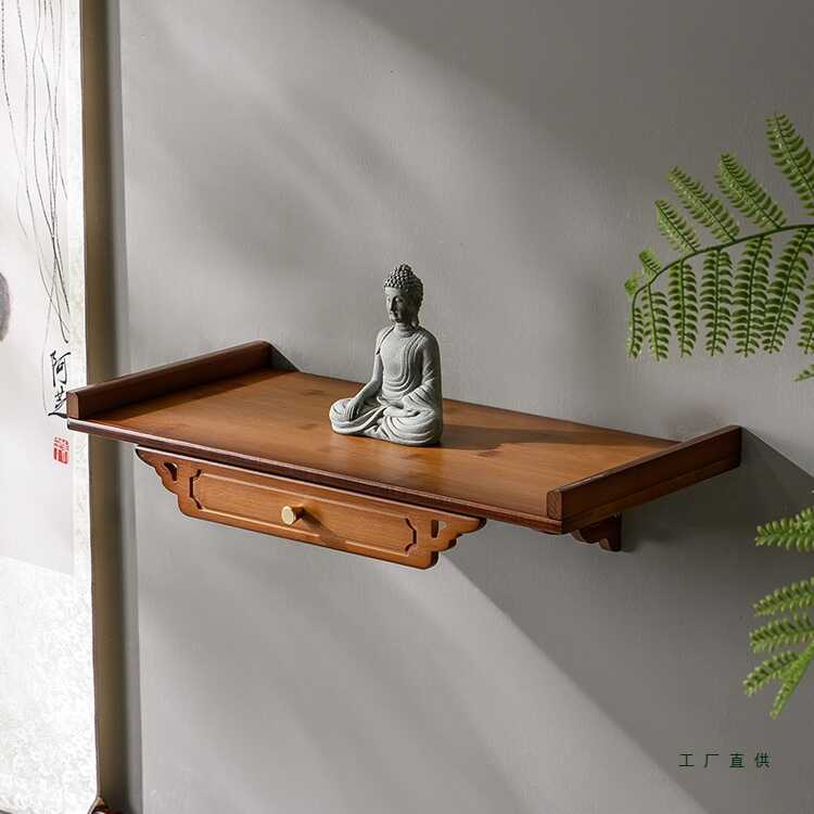 Small Buddhist Altar Wall-Mounted Shrine Rack Chinese Style Guanyin ...