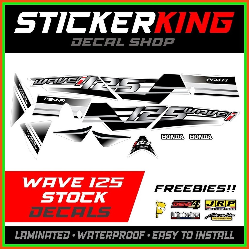WAVE 125 STOCK GLOSSY DECALS STICKER (BLACK) | Shopee Philippines