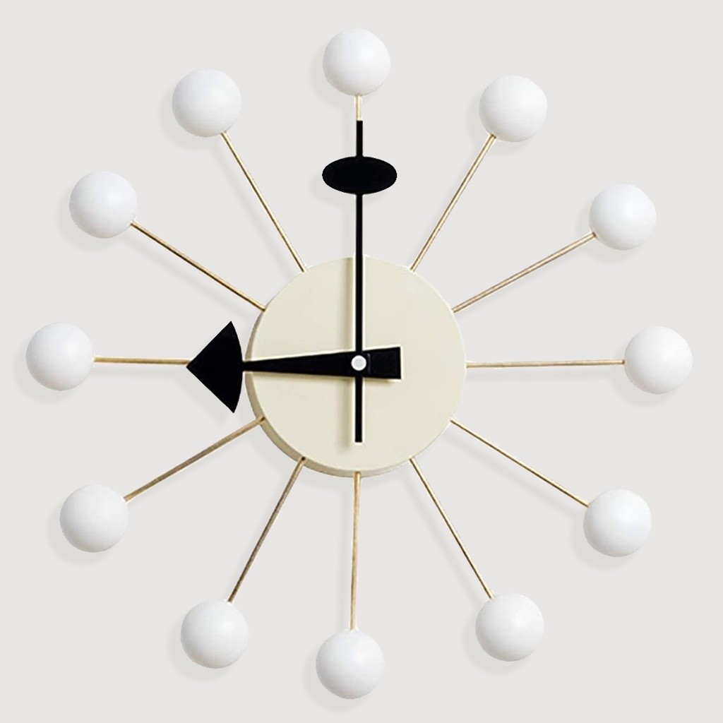 Dusty Cloud Ball George Nelson Mid Century Modern Retro Analog Clock ...