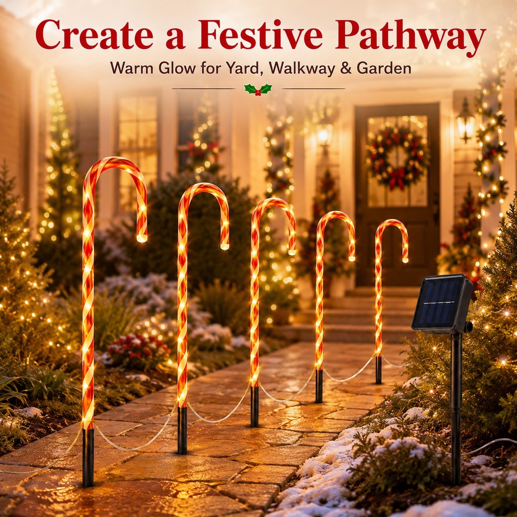 LED Solar Christmas Candy Cane Light Outdoor Decor Lights | Shopee ...