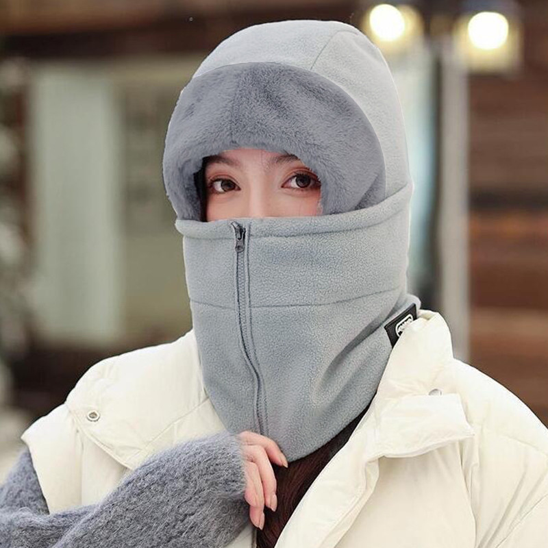 Mooncozy Sherpa Hood Ski Mask for Women, Agriculturi Hat, Outdoor Windproof (A