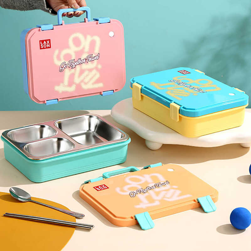 Portable 304 Stainless Steel Insulated Lunch Box Children Students ...