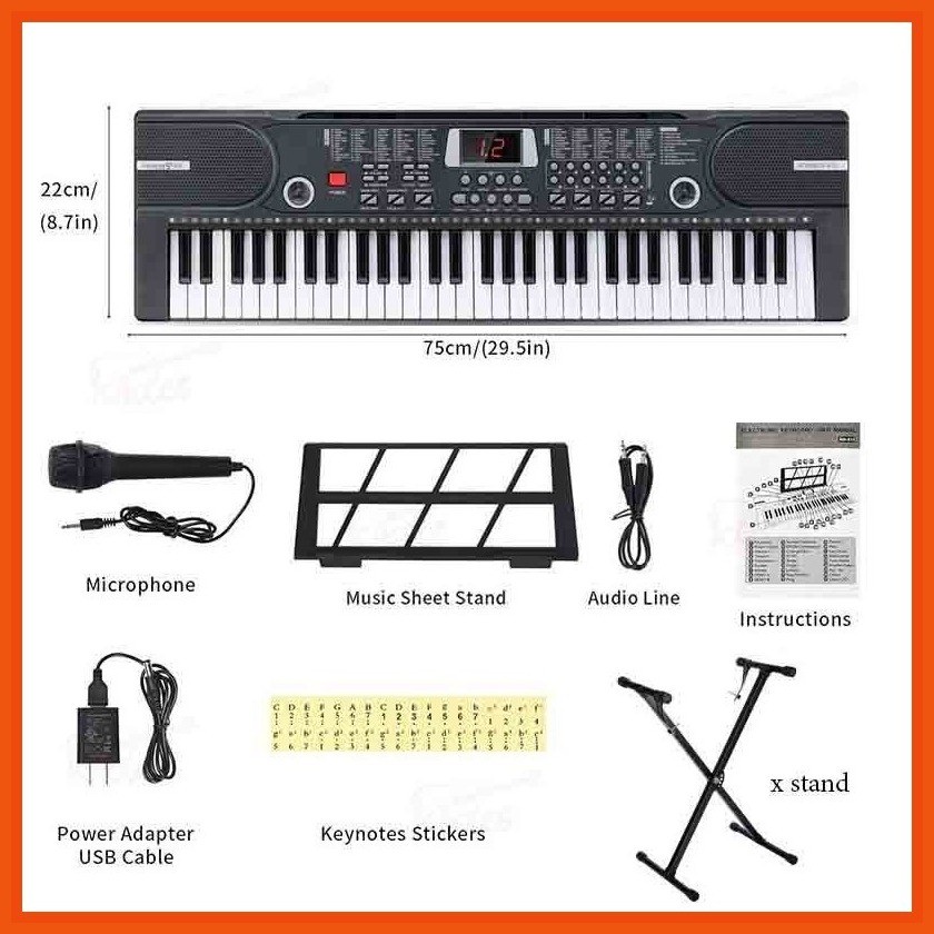 61-Key Digital Electric Adult Piano Keyboard & Sheet Music Stand ...