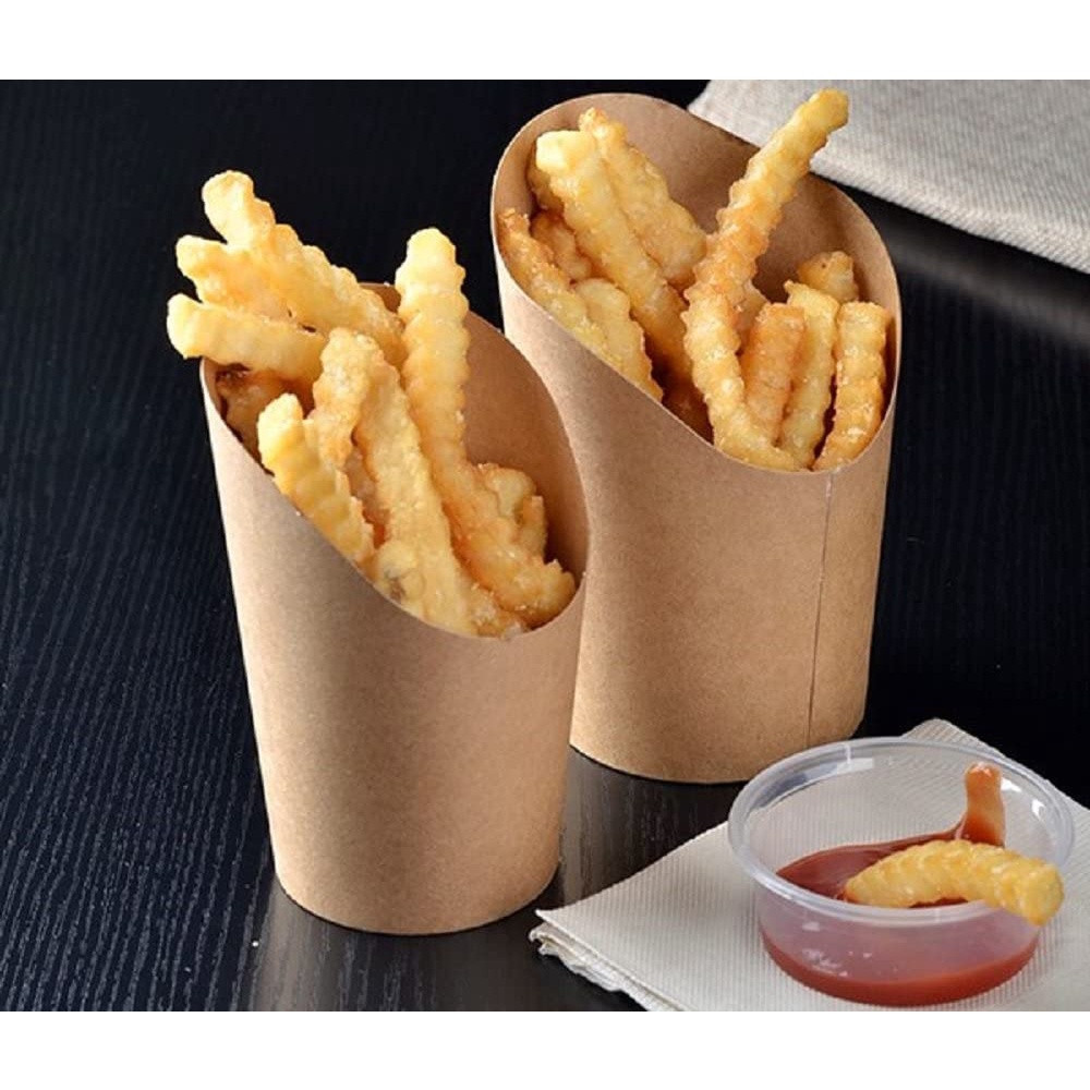 50Pcs French Fries Paper Cup Disposable Take-out Party Baking Kraft ...