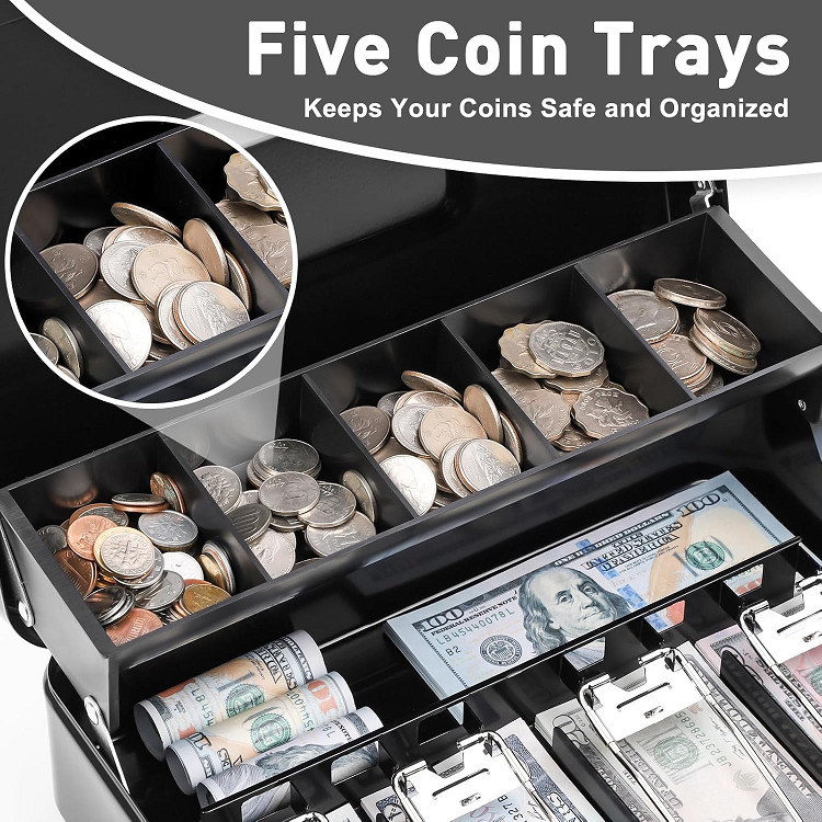 Avinas Money Metal Cash Coin Cashier Money Drawer Box Stainless Steel ...