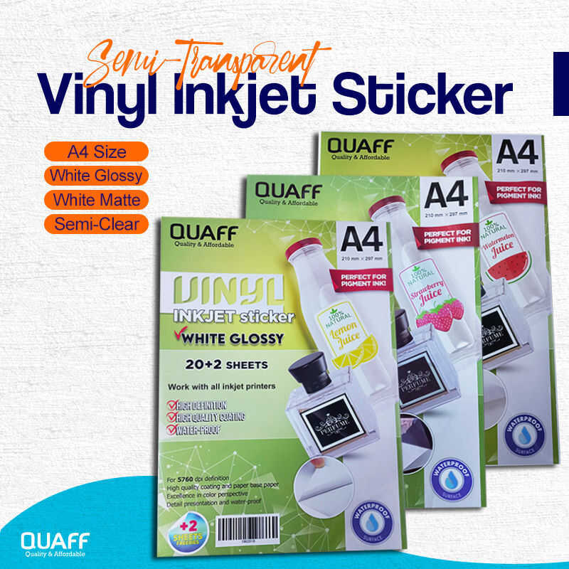 QUAFF VINYL INKJET STICKER PAPER TRANSPARENT A4 By VSPH 74D | Shopee ...