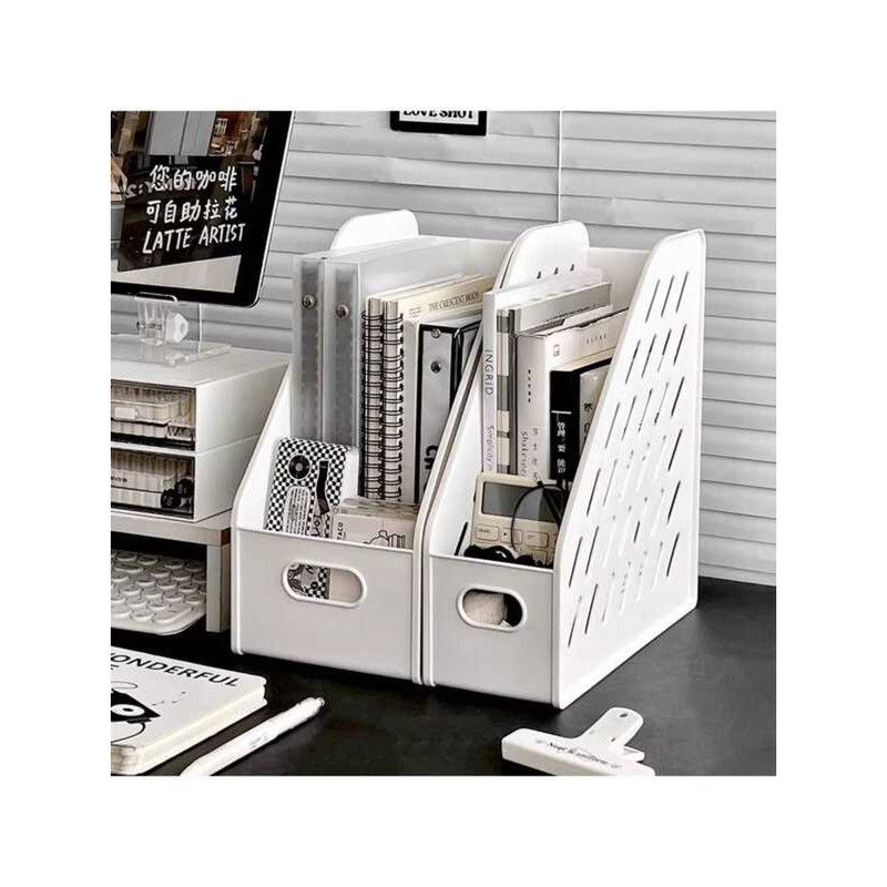 ☀ Desktop File Box Organizer Book Stand Office Desk Bookshelf Vertical ...
