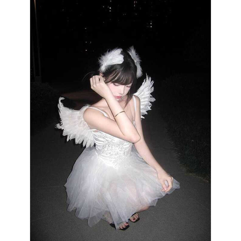Pure Desire White Swan Feather Angel Suit cos Suit White Wing Suit cos ...