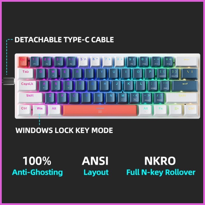 ⫑ Machenike K500 B61 Mechanical Keyboard, Wired Keyboard, Wired/2.4G ...