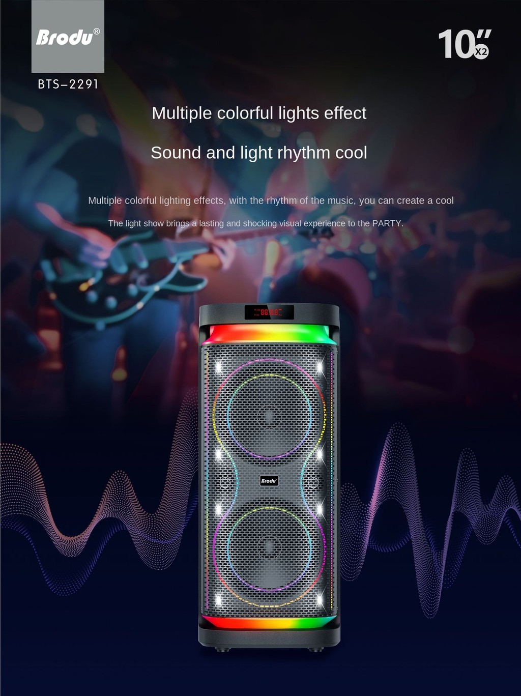 BTS 2291 Double 10-inch Karaoke Machine with Dual Wireless Microphones ...