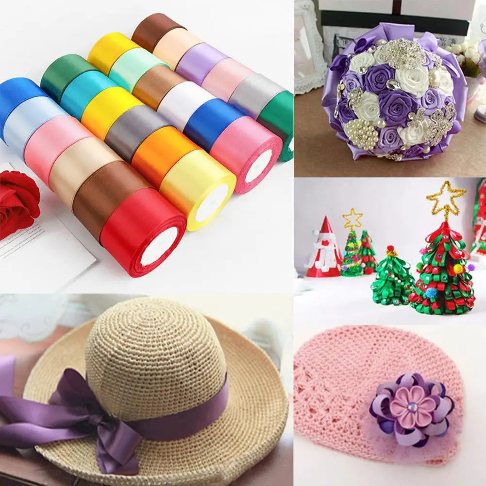 1Pcs 4cm*22m Satin Ribbon Roll Gift Packaging Ribbon Flower Making DIY ...