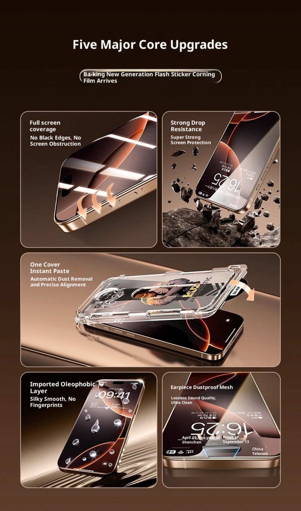 NEW Dust-proof design 17 Series Quick Install Tempered Glass for IPhone ...