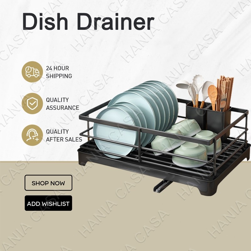 Kitchen drainage rack with drip plate tableware rack, rotatable ...