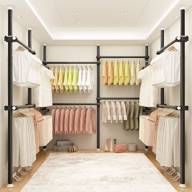 Simple Clothes Hanging Rack Open Wardrobe Rack Metal Bedroom Floor Coat ...