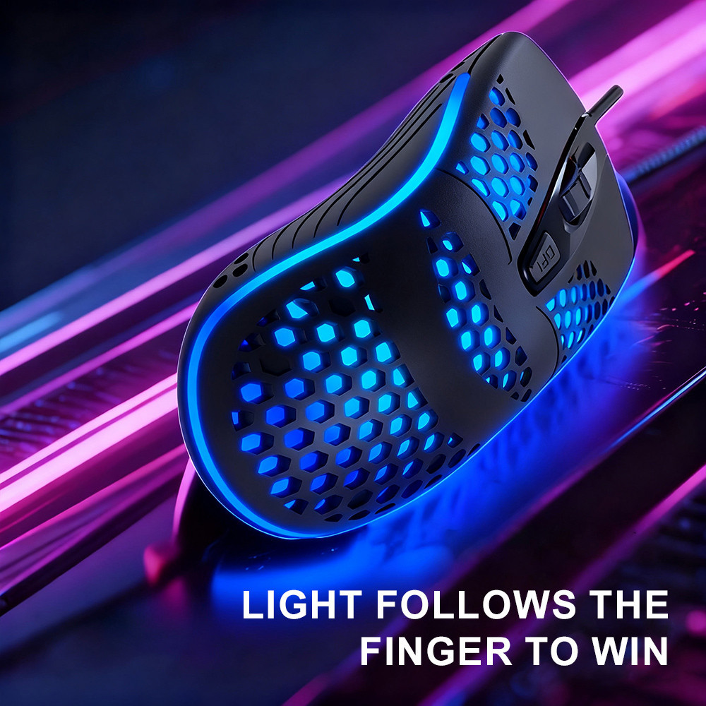 Wired Mouse Gaming Mouse with Lightweight Honeycomb Shell RGB 3rd gear ...