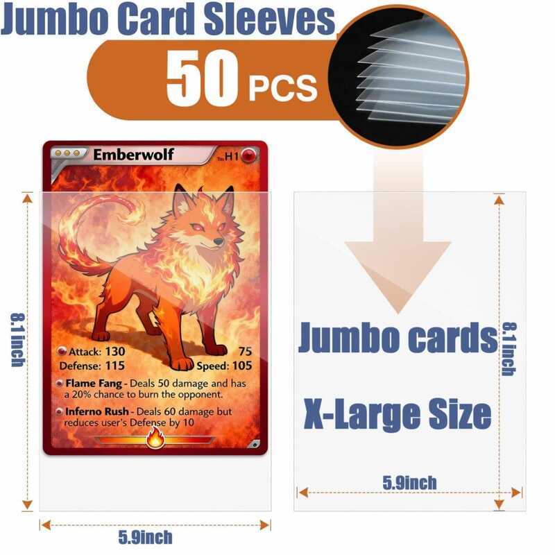 50Pcs 5.9X8.1 Jumbo Sleeves XL Large Size Transparent Holder Protector ...