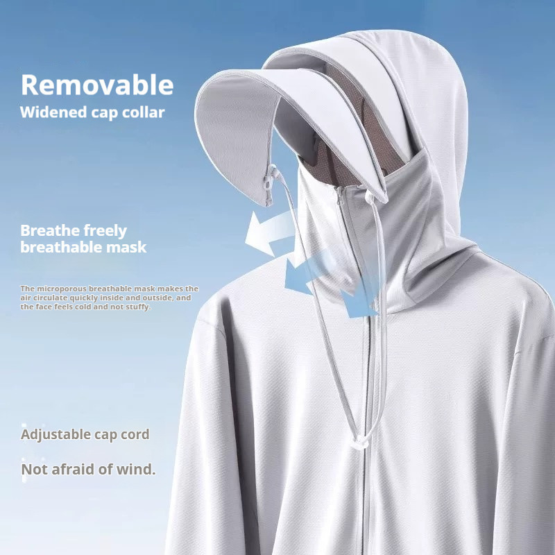 ZENOX Unisex UPF 50+ Ice Silk Mesh Breathable Zip Hoodie Summer Cooling ...