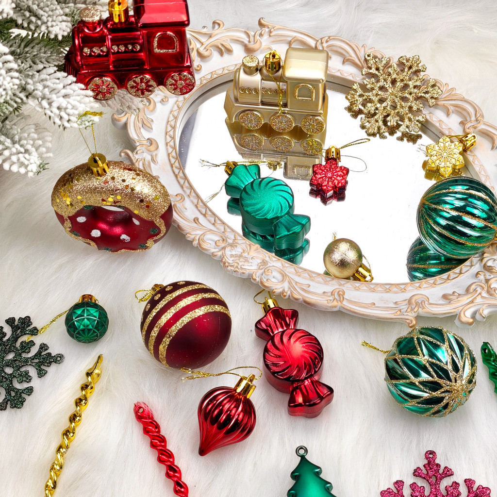 82PCS Luxury Christmas Ornament Set Shatterproof Hanging Balls Big Size ...