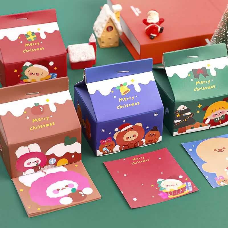 Cartoon Christmas Gingerbread Man Milk Box Students Sticky Notes Cute ...