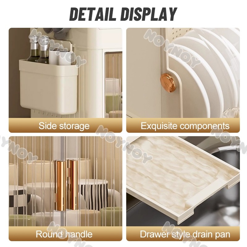 Dish Rack Drainer Drying Rack With Cover Dish Cabinet Foldable ...
