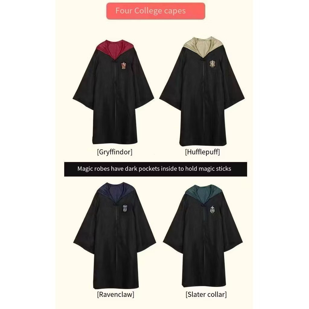 HP Magic Cloak School Uniform Book Movie Character Costume Magic Robe ...