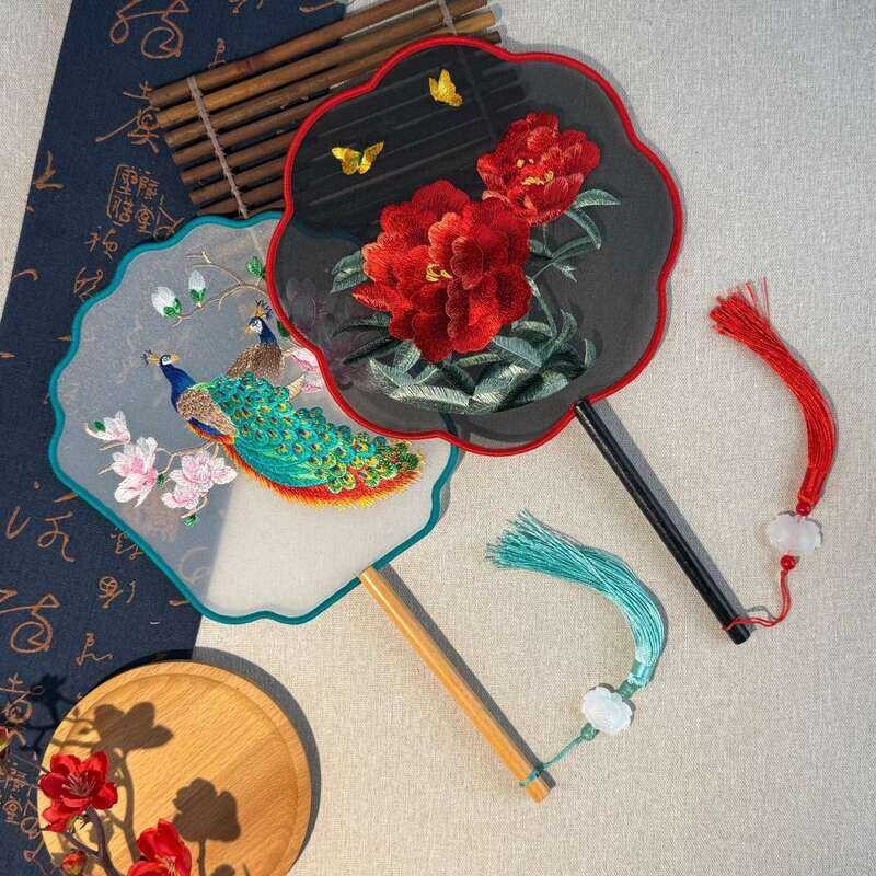 Traditional Style for Children, Double-Sided Embroidered Rabbit Fan ...