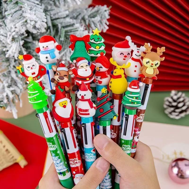 1pc Christmas Cartoon Multi-Color Ballpen 6-in-1 Cute Santa Snowman ...