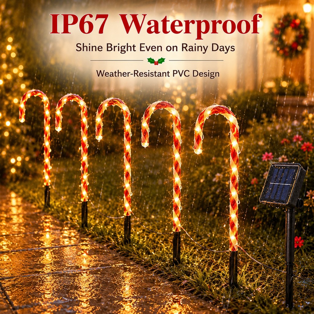 LED Solar Christmas Candy Cane Light Outdoor Decor Lights | Shopee ...