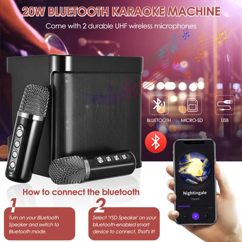 Portable Karaoke Bluetooth Speaker With Dual Microphone Smart Karaok ...