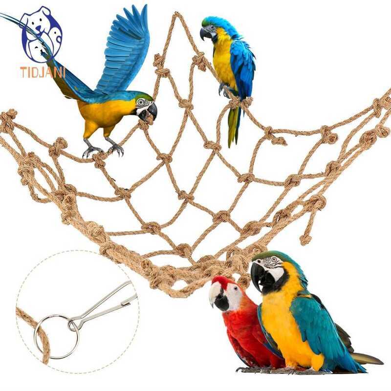 TIDJANI Climbing Bird Cage Parrot Hanging Net Swing Rope Ladder Chew ...