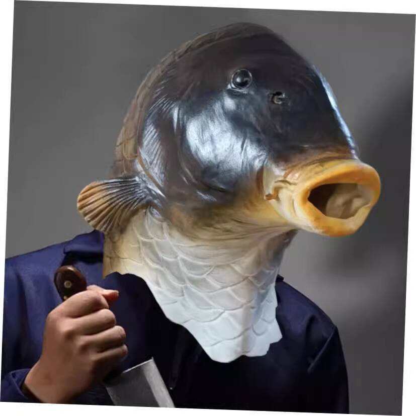Realistic Fish Mask Latex Masks Animal Head Mask Halloween | Shopee ...