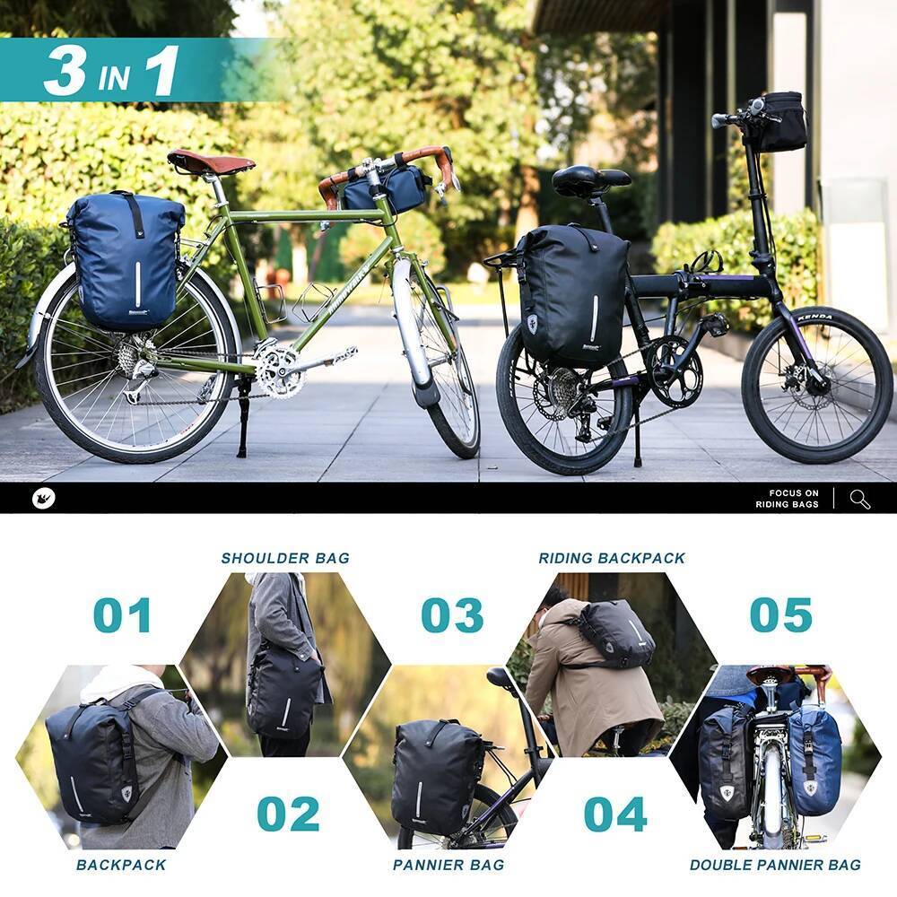 Waterproof Rhinowalk Bike Pannier Backpack 20L Trunk Travel Cycling ...