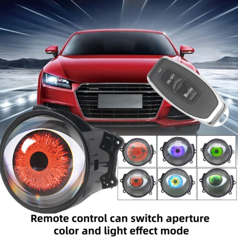 3D Dynamic Devil Eyes Lens Lights 3 Inch 12V-36V Remote Control LED ...
