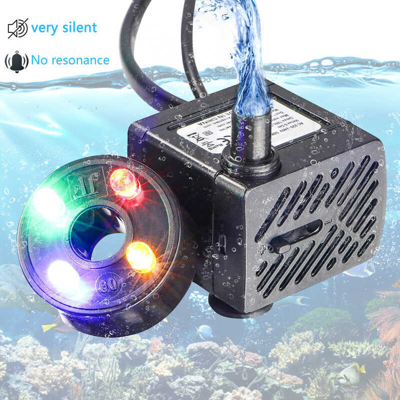 3W/5W Submersible Pump With 12Rgb Color LED Light Flow Adjustable For ...