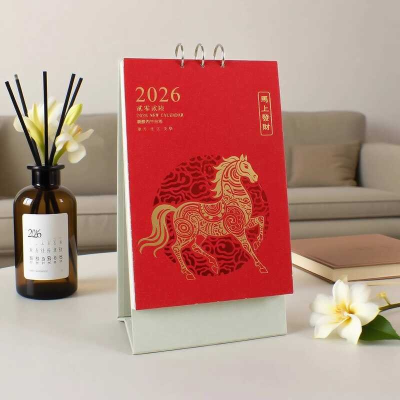 2026 Year of the Horse Special Binding Vertical Silver Ring Craft Desk ...