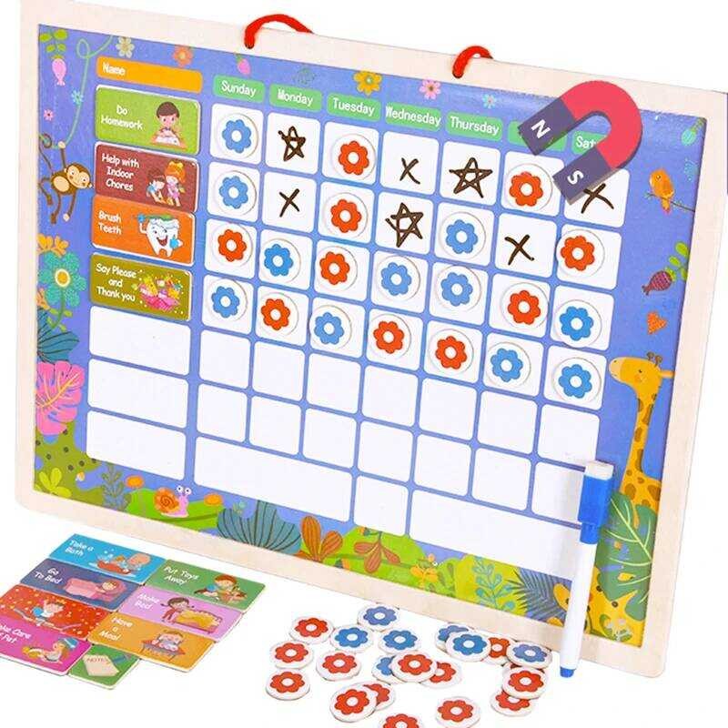 W Children Growth Eduional Magnetic Habit Tracking Reward Chart Self ...