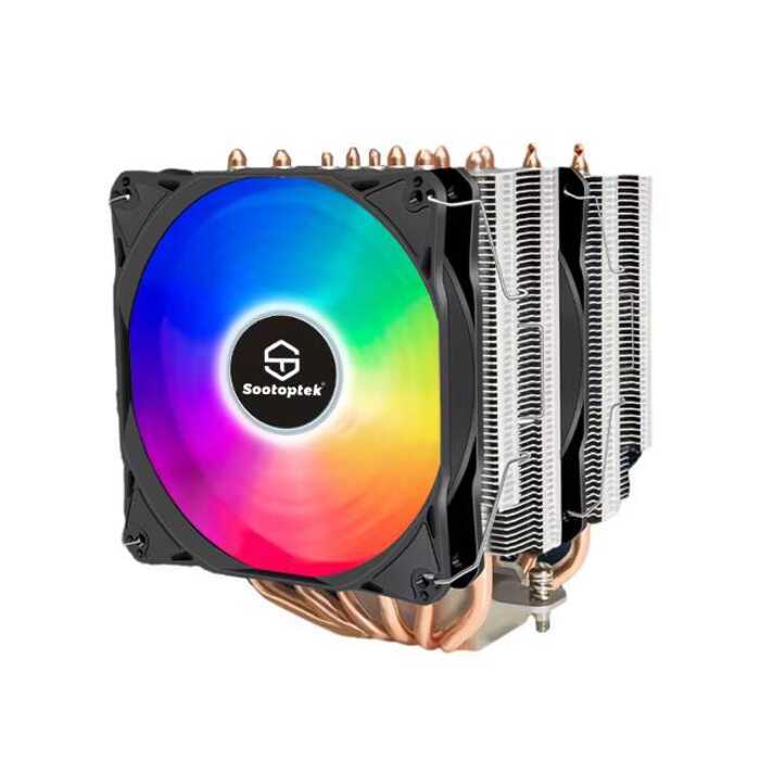 ARGB Double Towers CPU Cooler Desktop Radiator 6 Heat Pipes Temperature ...