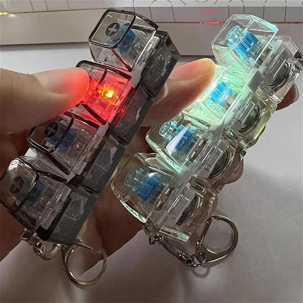 LED Light Up Keyboard Fidget Keychain Decompression Toy With Detachable ...