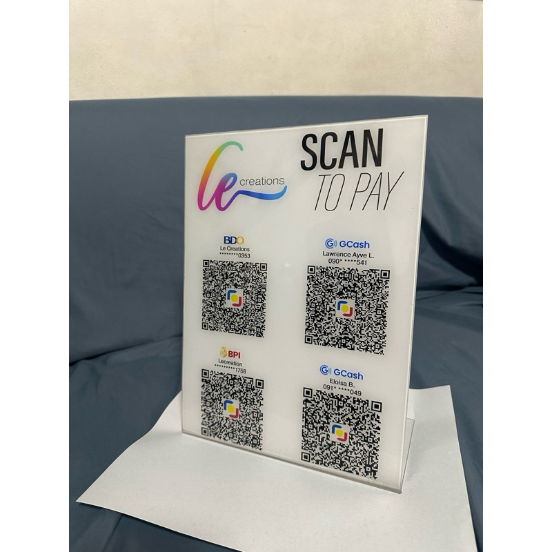 A4 QR Code Standee Acrylic Waterproof Elegant 8.3in X 11.7in GCASH Maya ...