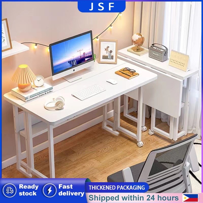 JSF Folding Computer Table Portable Movable Office Table Home Double ...